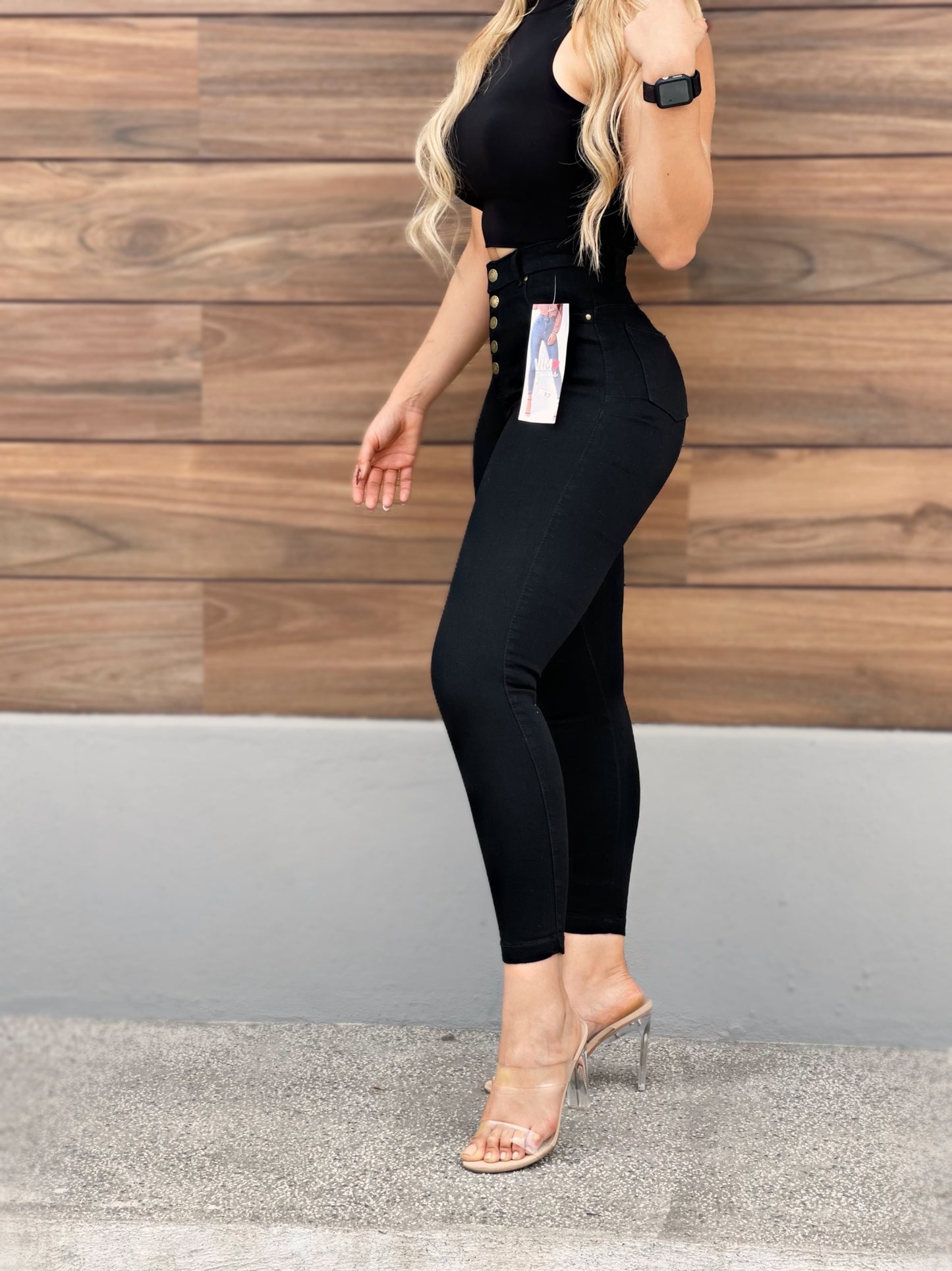 SKINNY VIM BOTONES NEGRO
