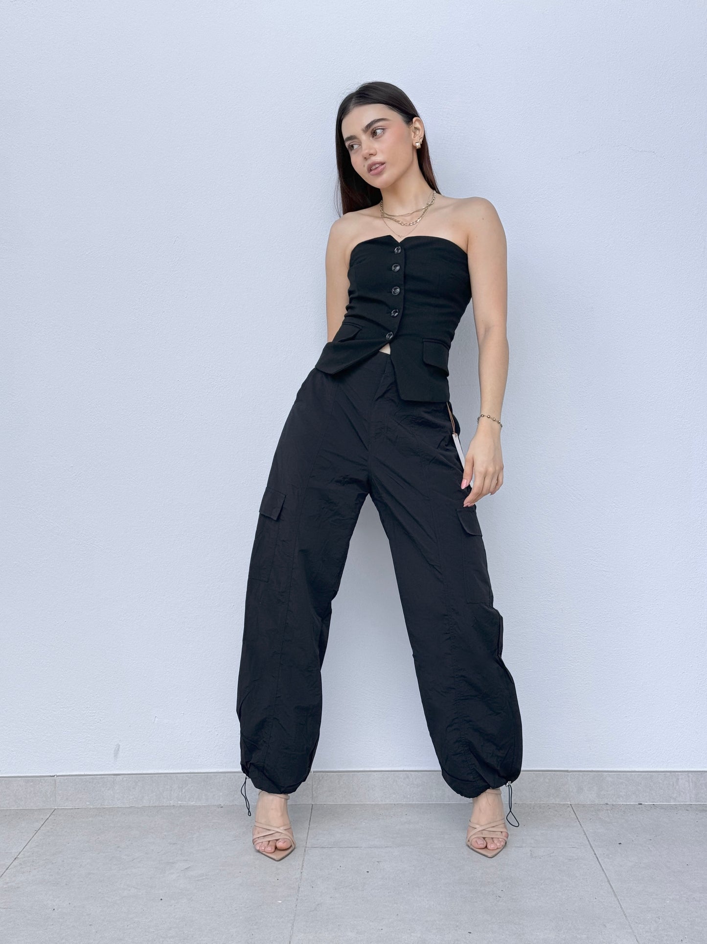 CARGO JEANS NYLON NEGRO