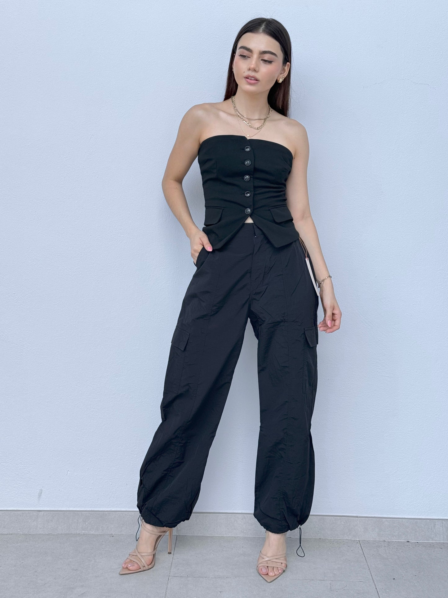 CARGO JEANS NYLON NEGRO