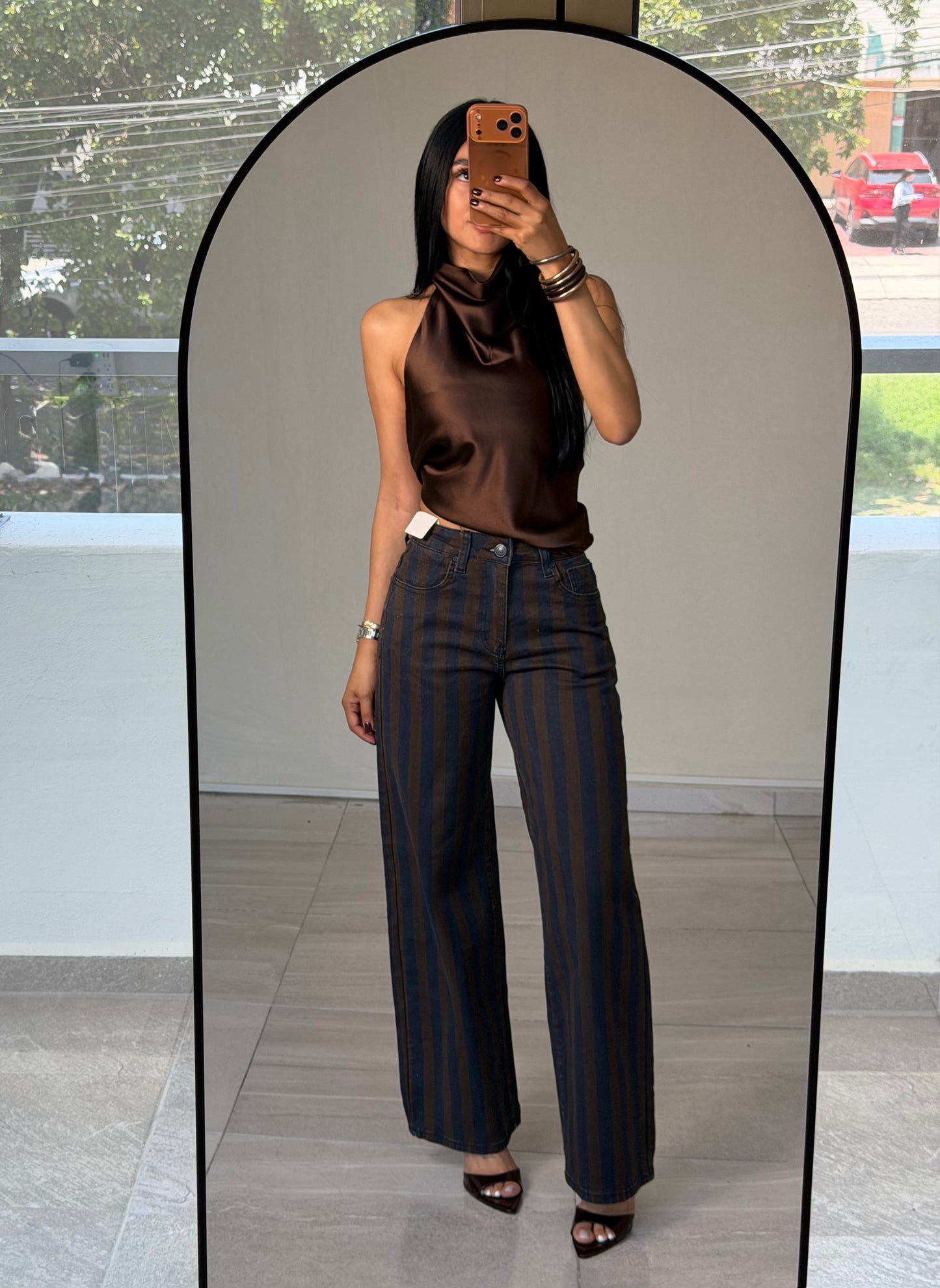 WIDE LEG LÍNEAS CAFÉ/AZUL M
