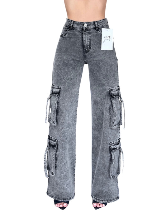 CARGO JEANS GRIS LAVADO VIM