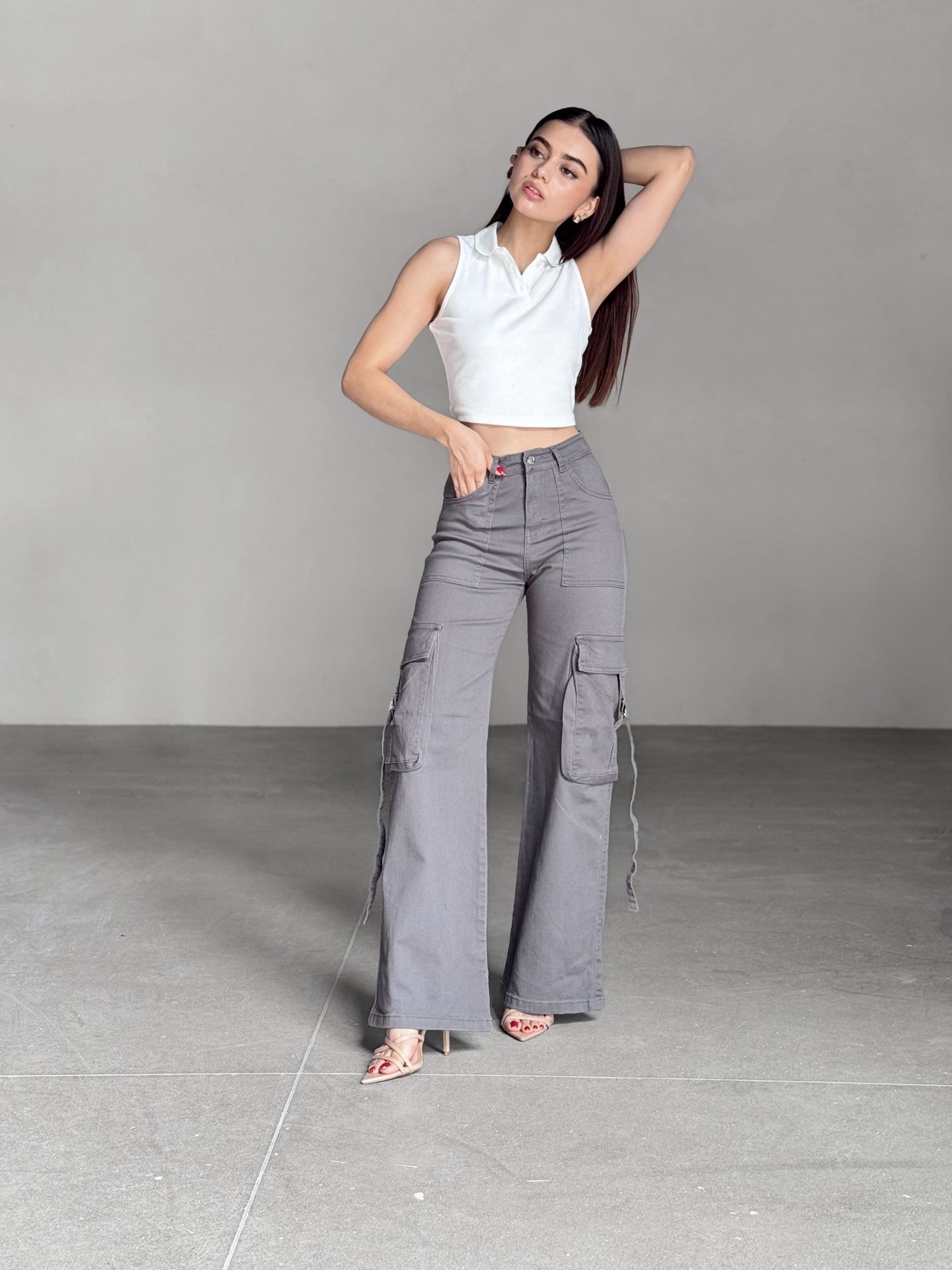 CARGO JEANS GRIS GABARDINA VIM