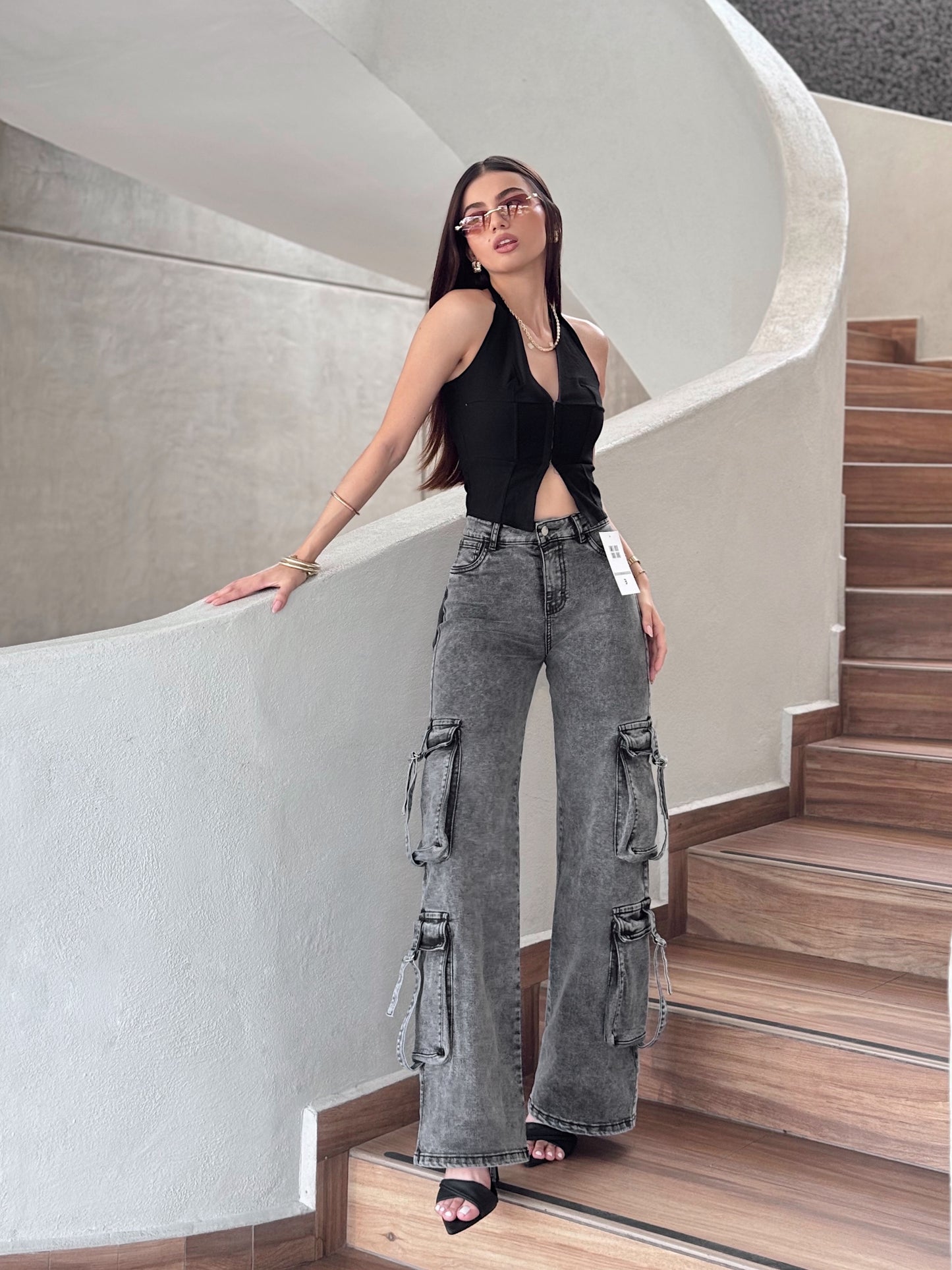 CARGO JEANS GRIS LAVADO VIM