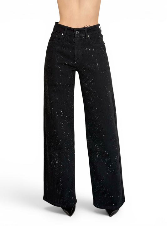 WIDE LEG BRILLOS NEGRO