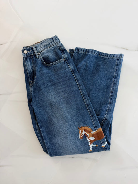 WIDE LEG CABALLO BORDADO