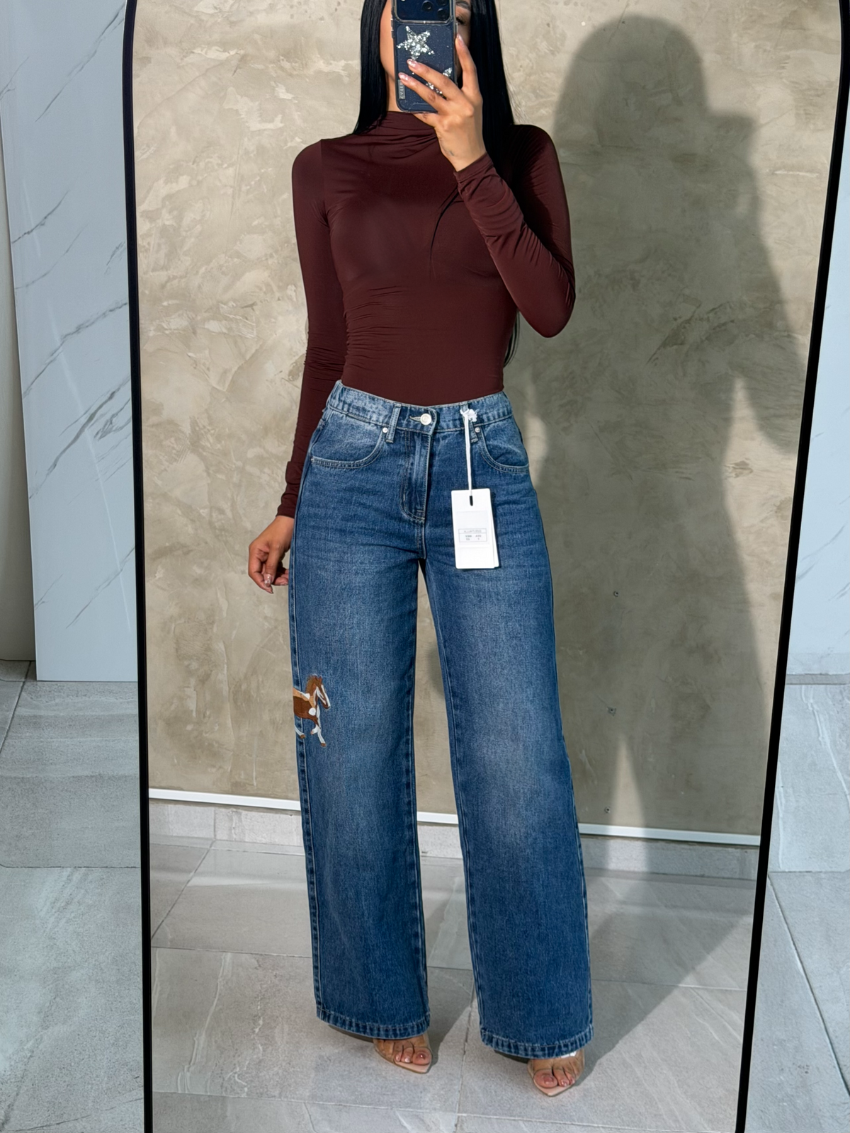 WIDE LEG CABALLO BORDADO