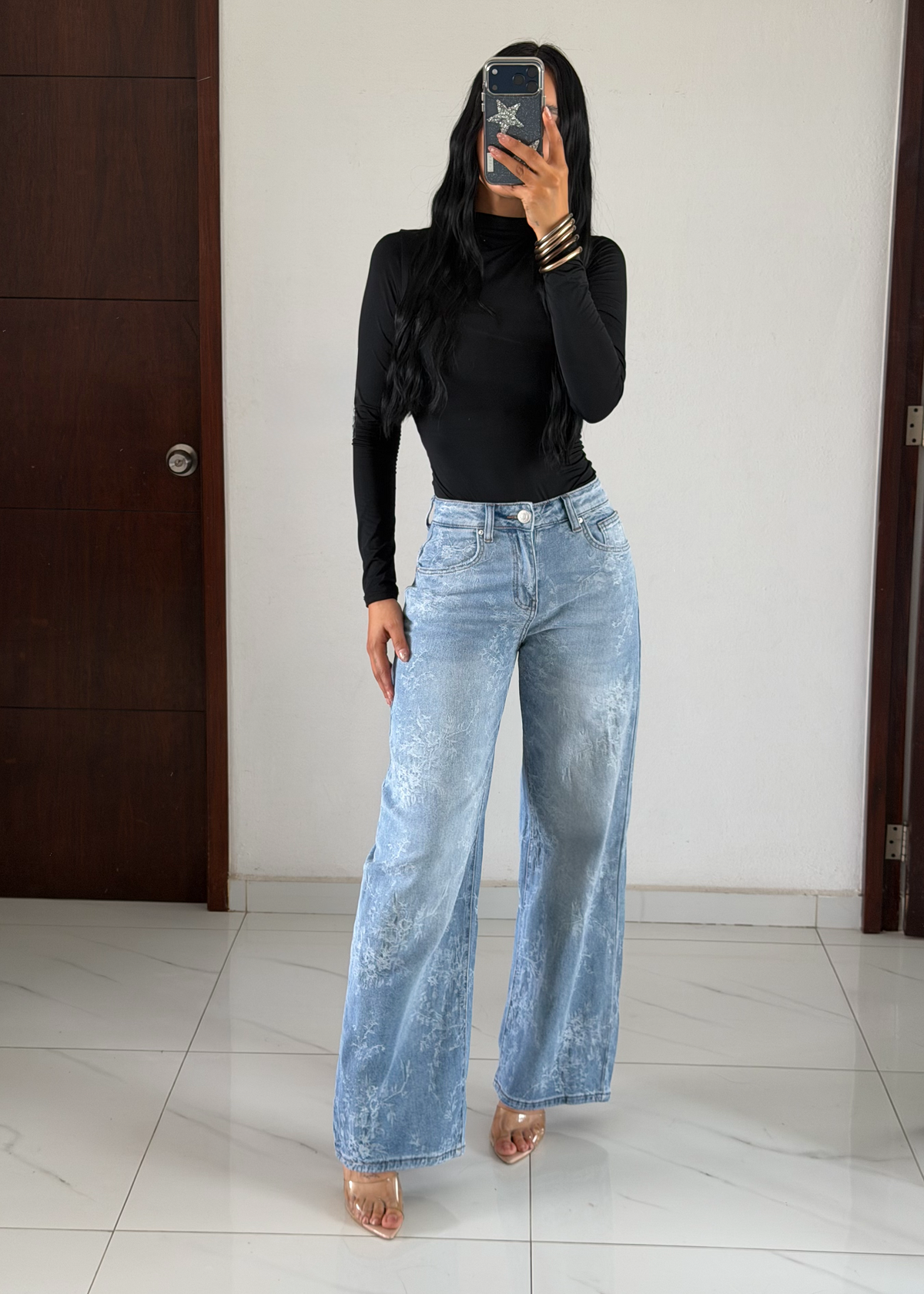 BAGGY DENIM EFECTO LACE BLEACHING