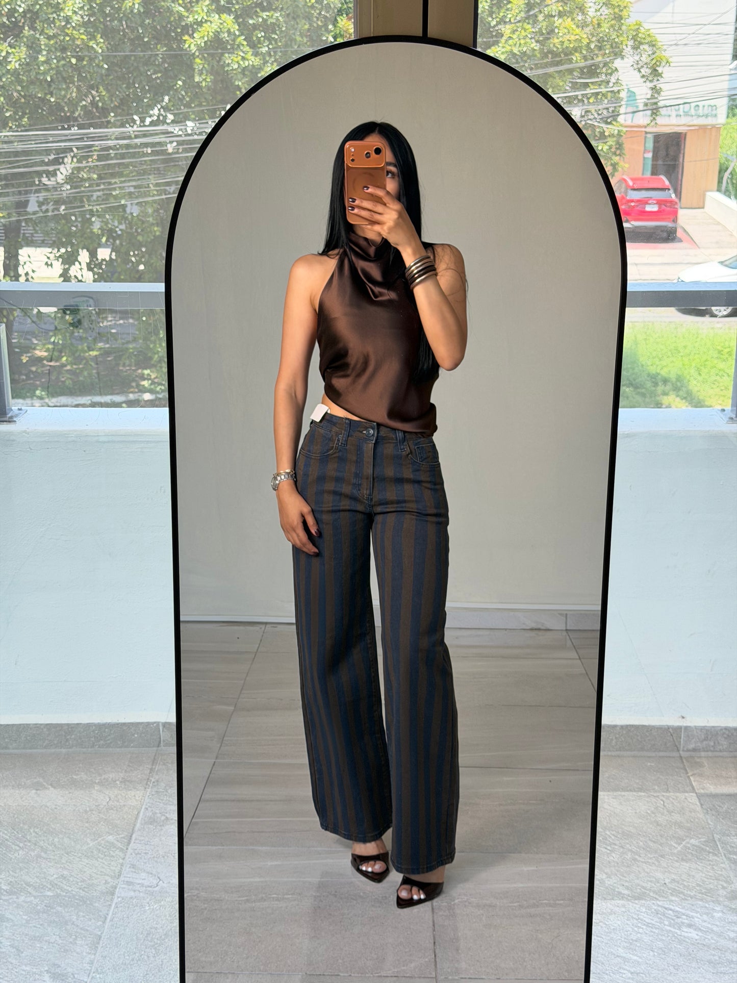 WIDE LEG LÍNEAS CAFÉ/AZUL M