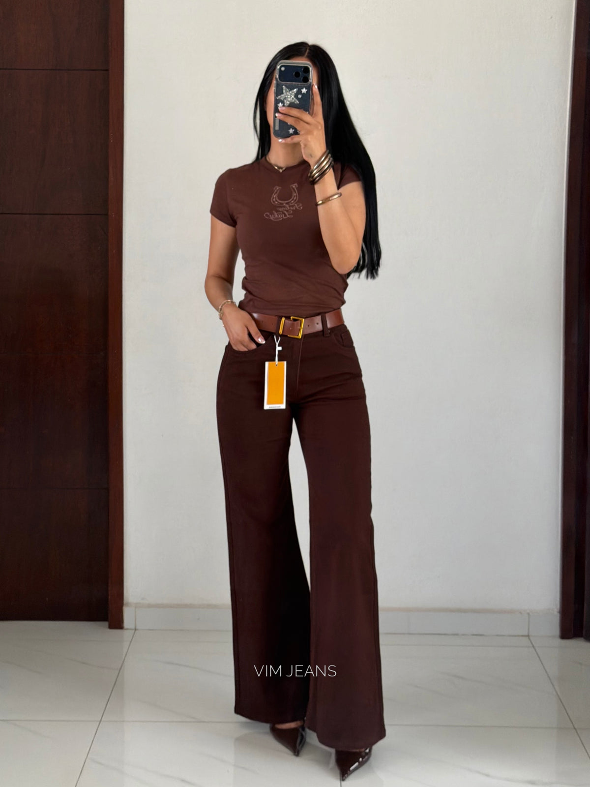 WIDE LEG BROWN CON CINTO