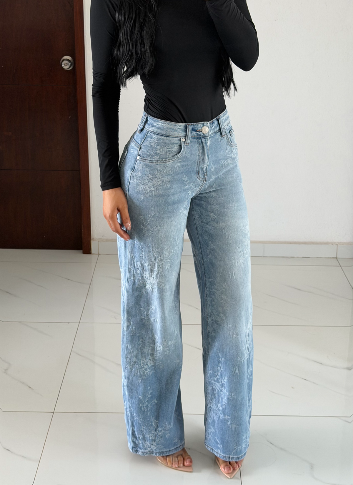 BAGGY DENIM EFECTO LACE BLEACHING