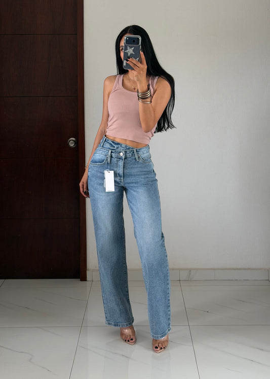 WIDE LEG RECTO PRETINA CRUZADA