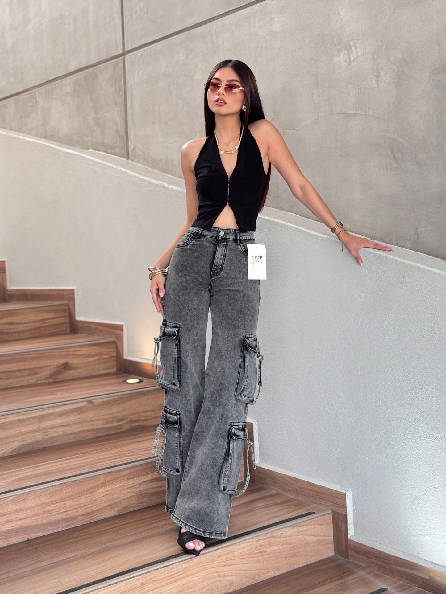 CARGO JEANS GRIS LAVADO VIM