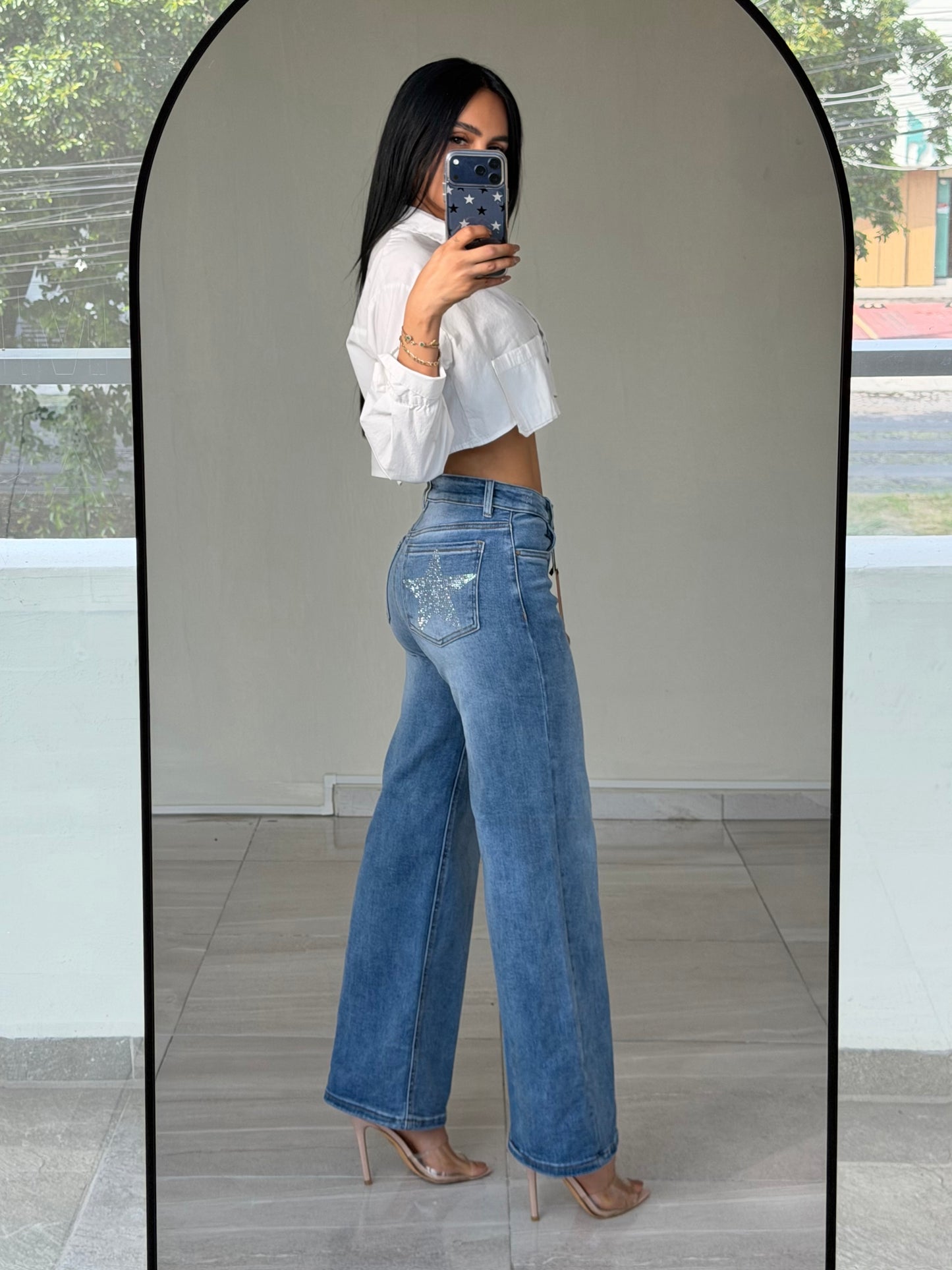 WIDE LEG ESTRELLA BRILLO BOLSILLO