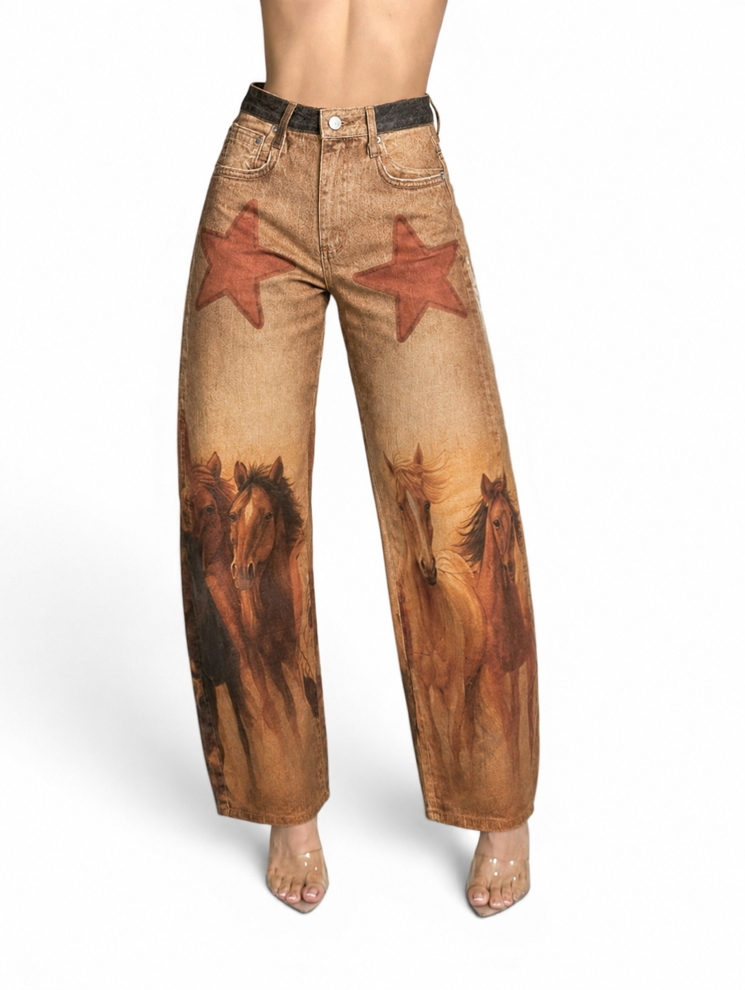 BARREL JEANS HORSE BEIGE/KHAKI VIBRANT MIU