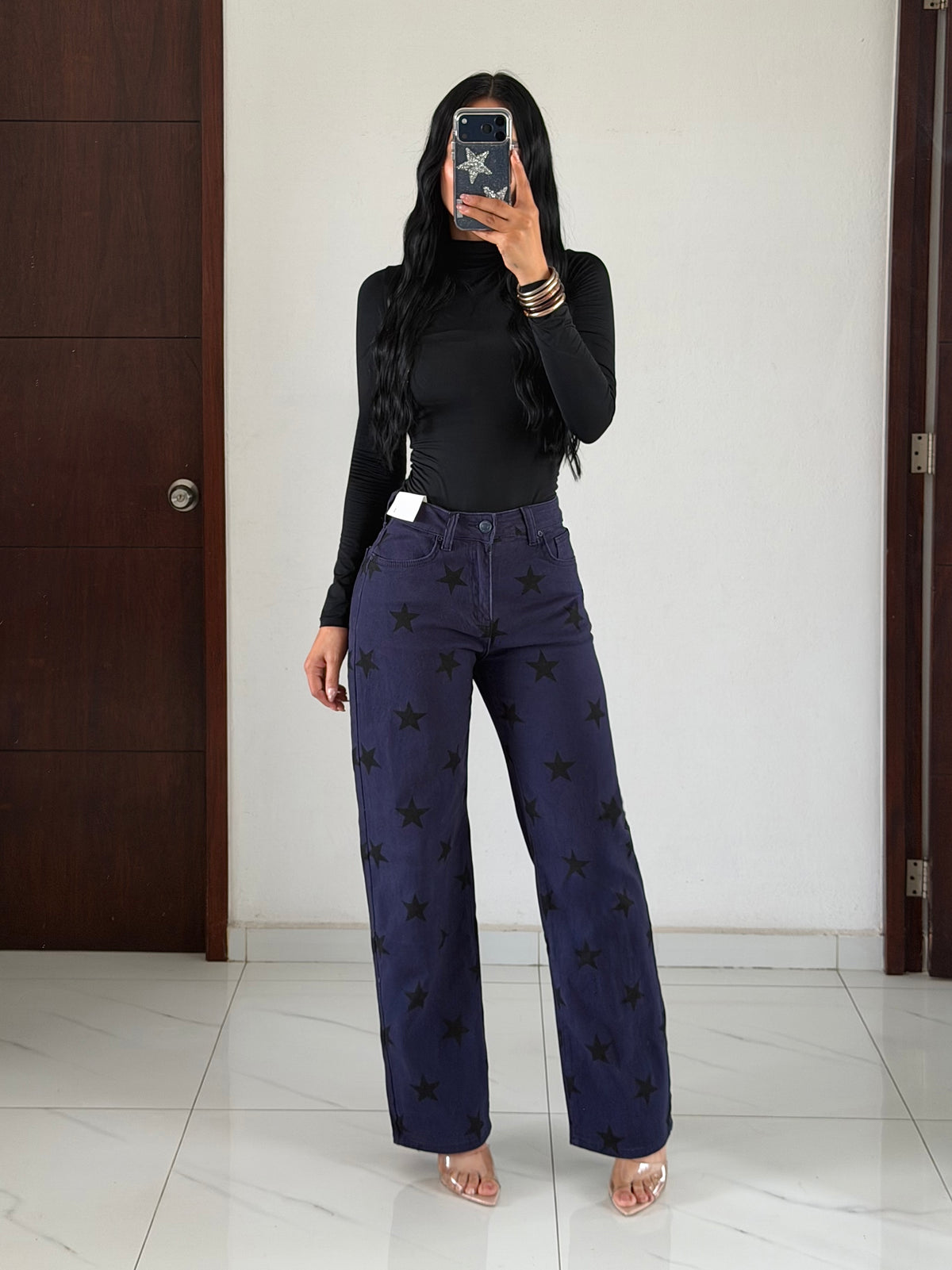 WIDE LEG ESTRELLAS AZUL MARINO